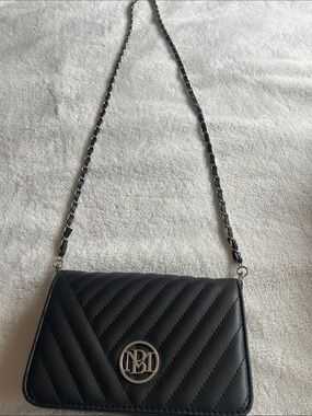 Badgley Mischka Black Quilted Crossbody with Silver Logo